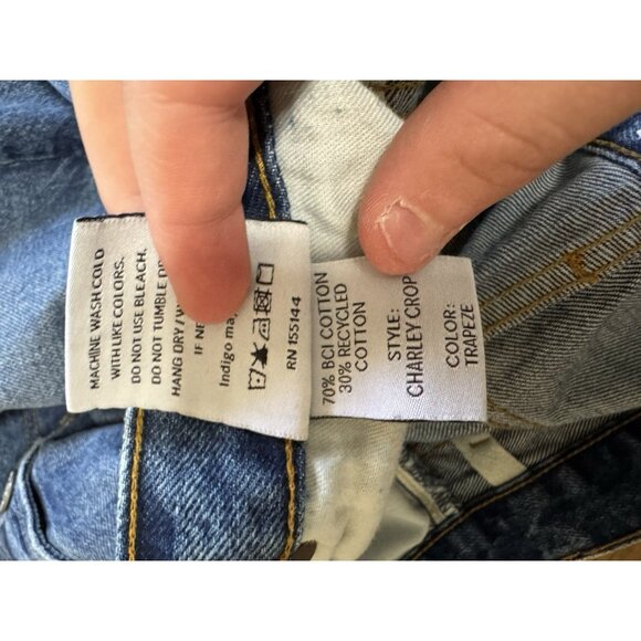 Boyish The Charley Crop Jeans Size Size 29 Trapeze Recycled Denim Buttons Boho - Picture 10 of 14